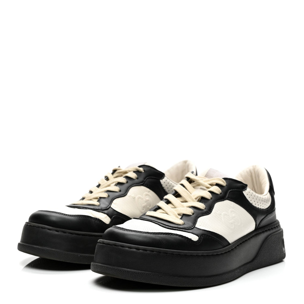 Gucci Calfskin Men's GG Tennis Embossed 55mm Sneakers 8.5 Black White