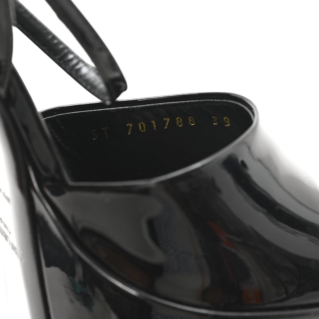 Saint Laurent Patent Leather Women's Grupy Sexy 95 Tanouk Platform Sandals 39 Black