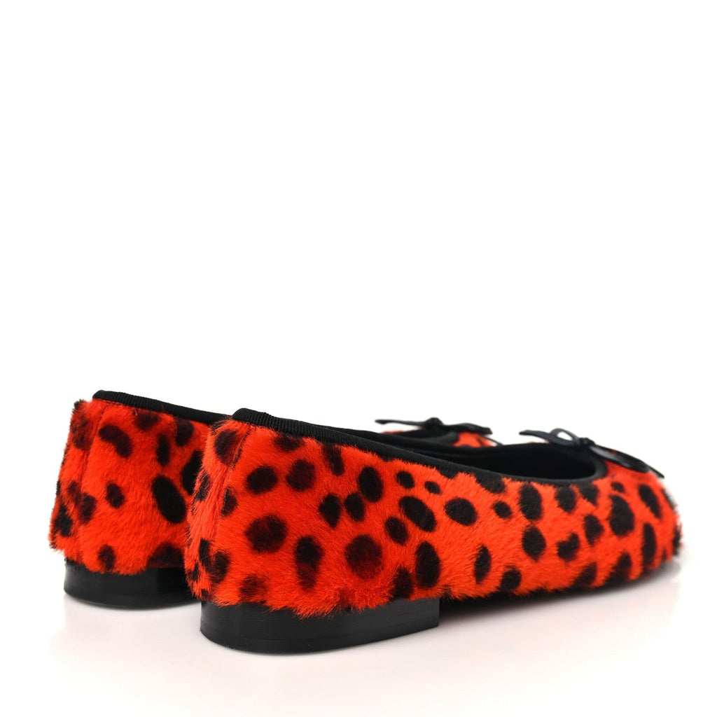 Chanel Pony Hair Cap Toe CC Ballerina Women's Shoes