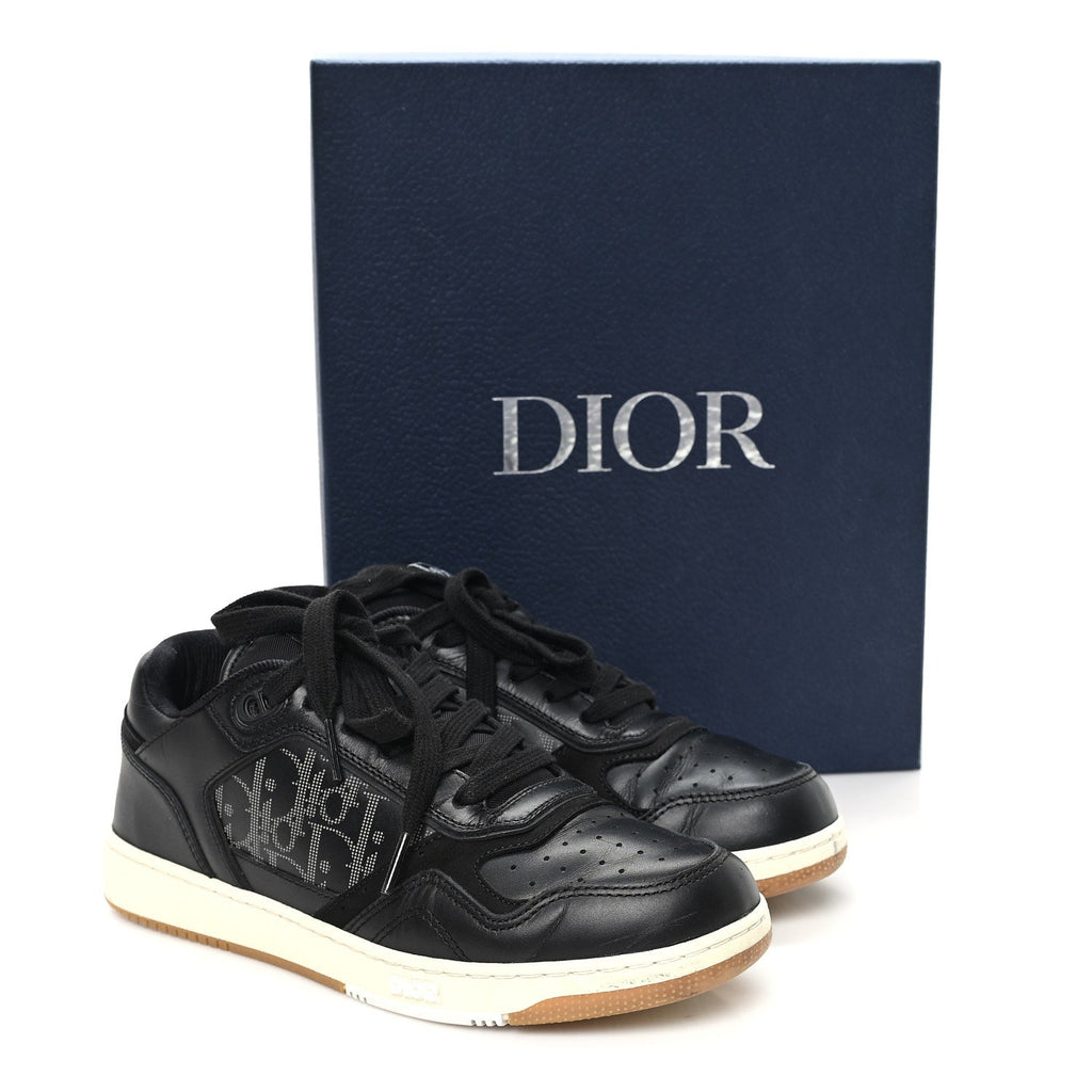 Christian Dior Smooth Calfskin Men's B27 Low Top Sneakers 39 Black Grey