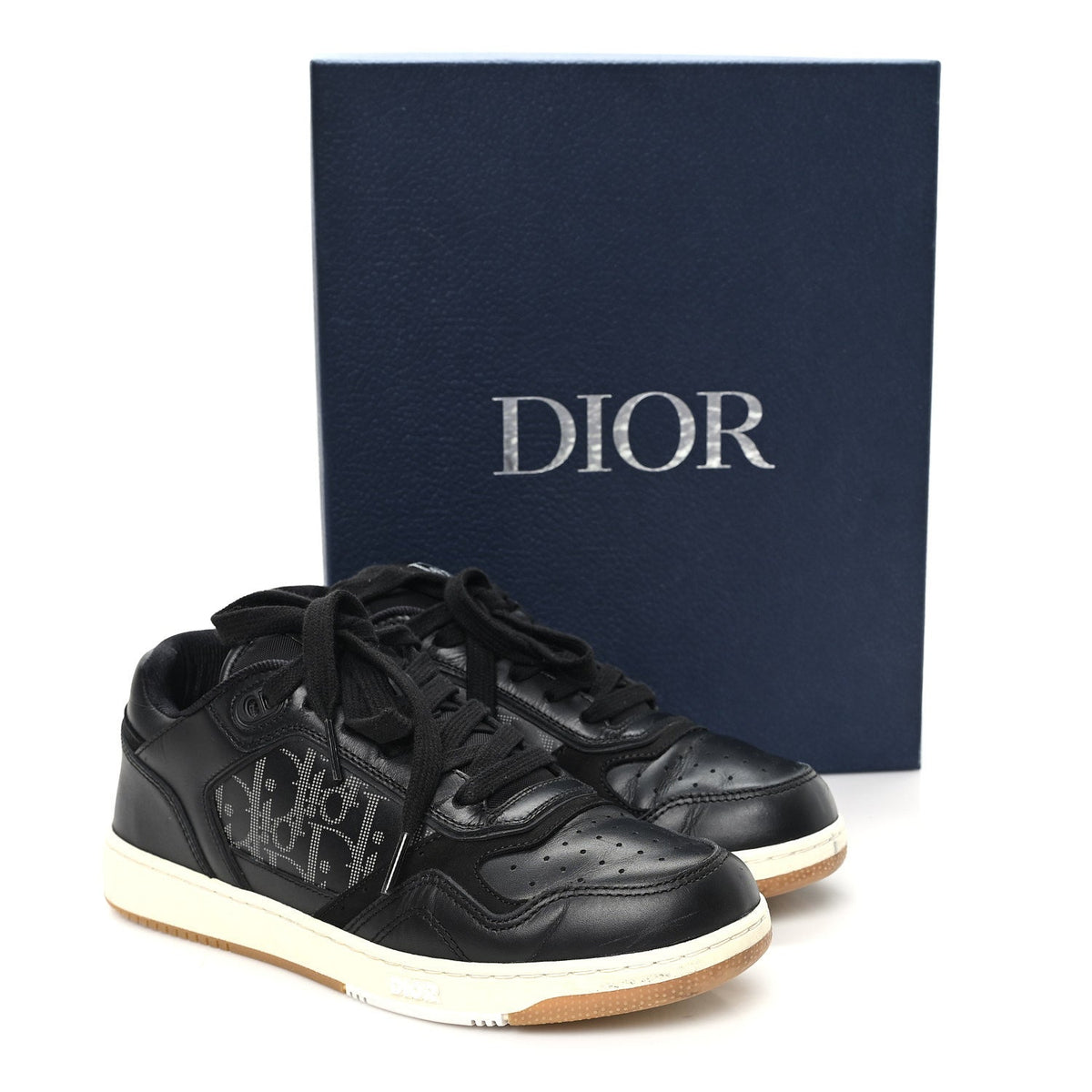 Christian Dior Smooth Calfskin Men's B27 Low Top Sneakers 39 Black Grey