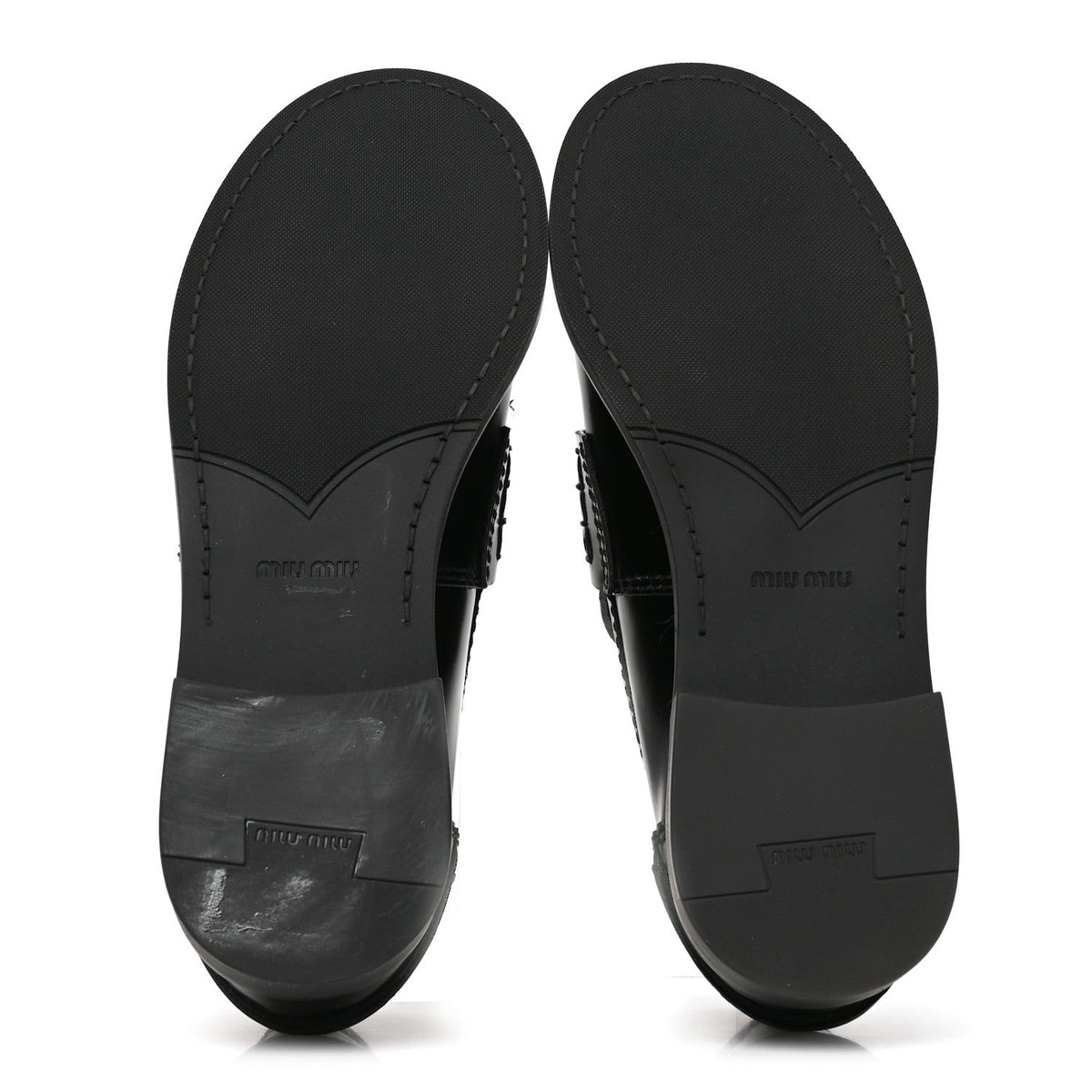 Miu Miu Spazzolato Calfskin Women's Penny Loafers 36 Black White