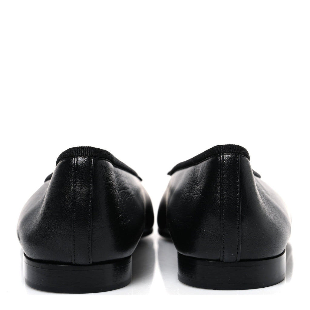 Chanel Lambskin Patent Cap Toe Women's Ballerina Flats Black