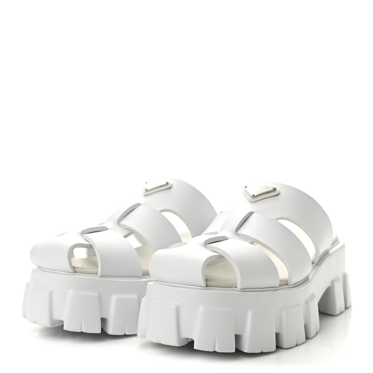 Prada Foam Rubber Women's Monolith Cage Sandals 38 White