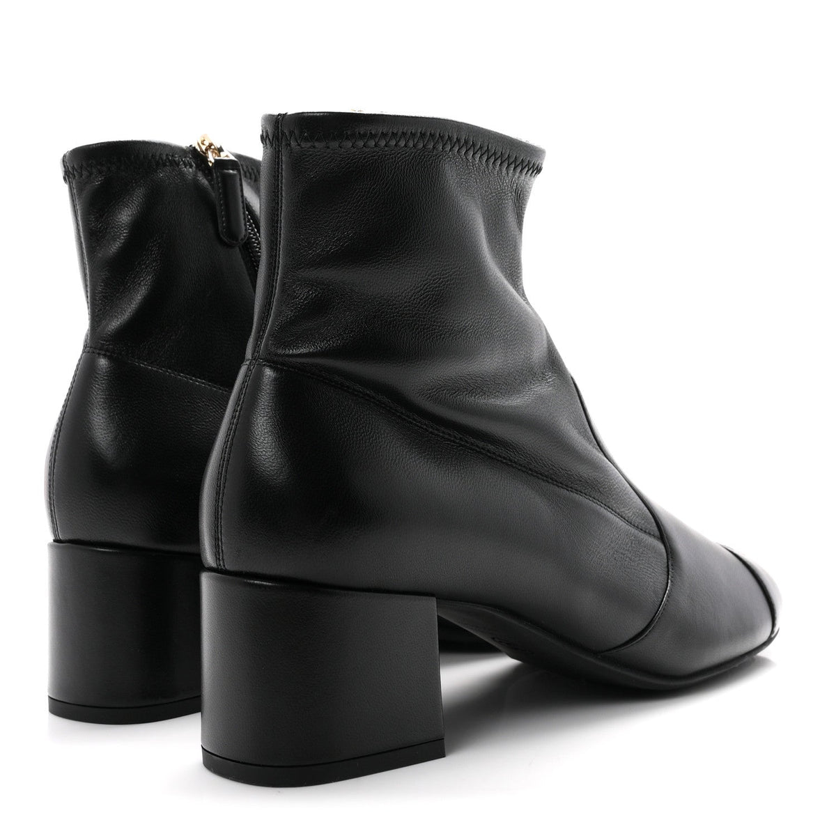 Chanel Stretch Lambskin Women's Cap Toe CC Uniform Short Boots 40.5 Black
