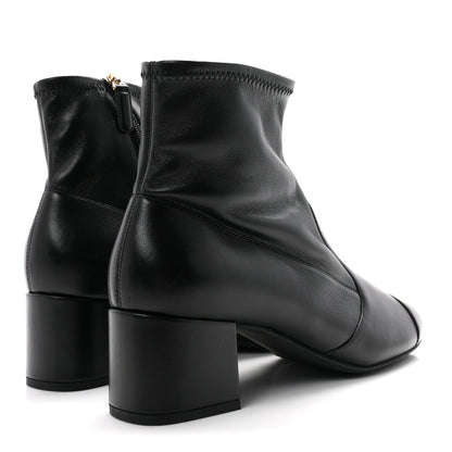 Chanel Stretch Lambskin Women's Cap Toe CC Uniform Short Boots 40.5 Black