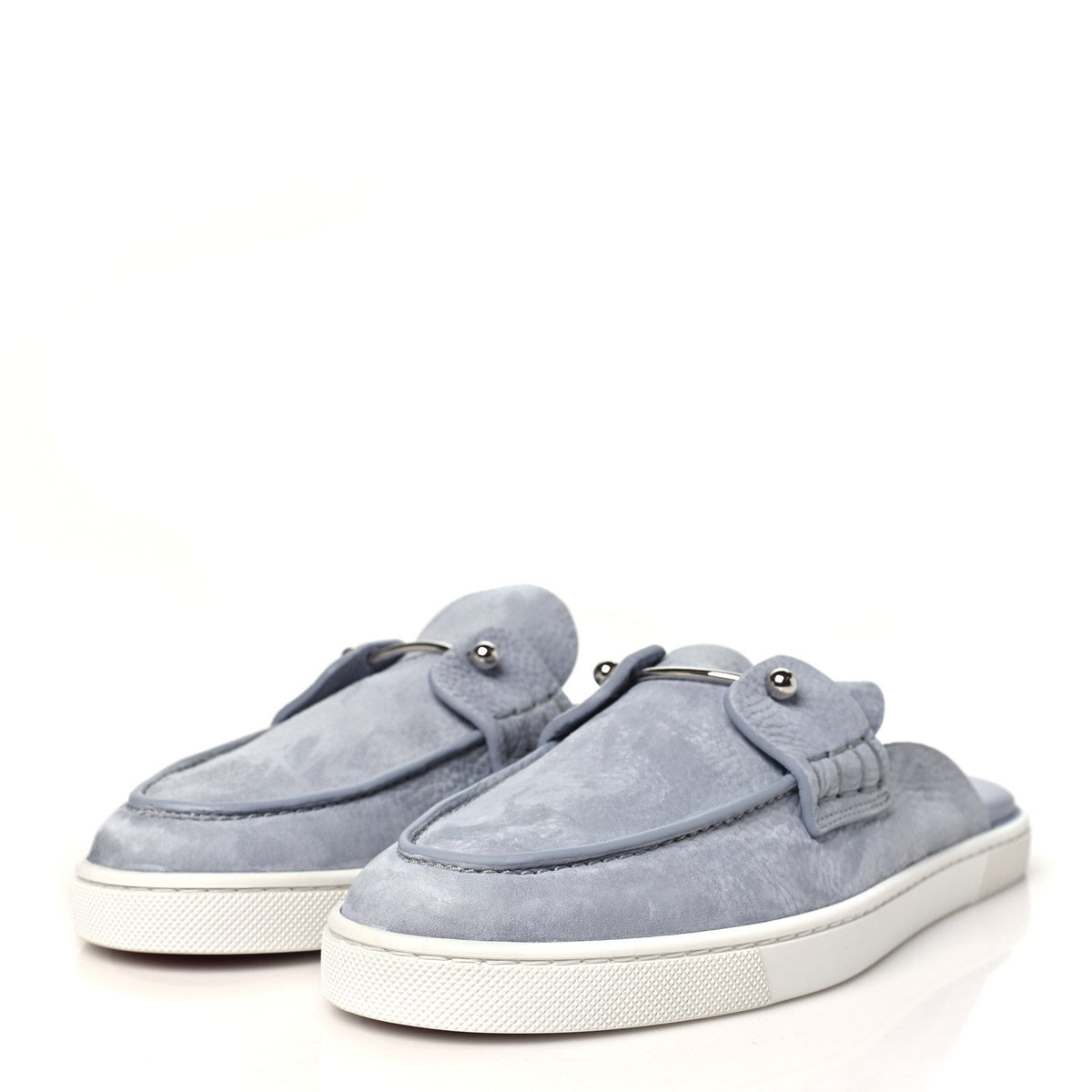 Christian Louboutin Nubuck Women's Chanme Donna Flat Boat Flats 40.5 Jumbo Grey