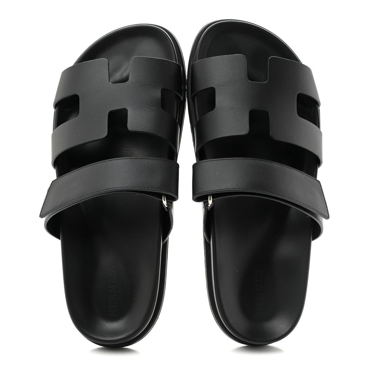 Hermes Calfskin Women's Chypre Sandals 39 Black