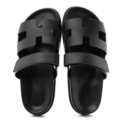 Hermes Calfskin Women's Chypre Sandals 39 Black