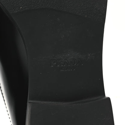 Prada Spazzolato Women's Metal Triangle Logo 20mm Loafers 40 Black