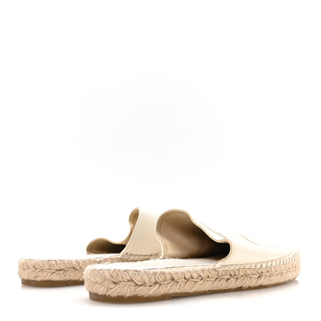 Chanel Calfskin Women's CC Espadrille Mules 40 Ivory