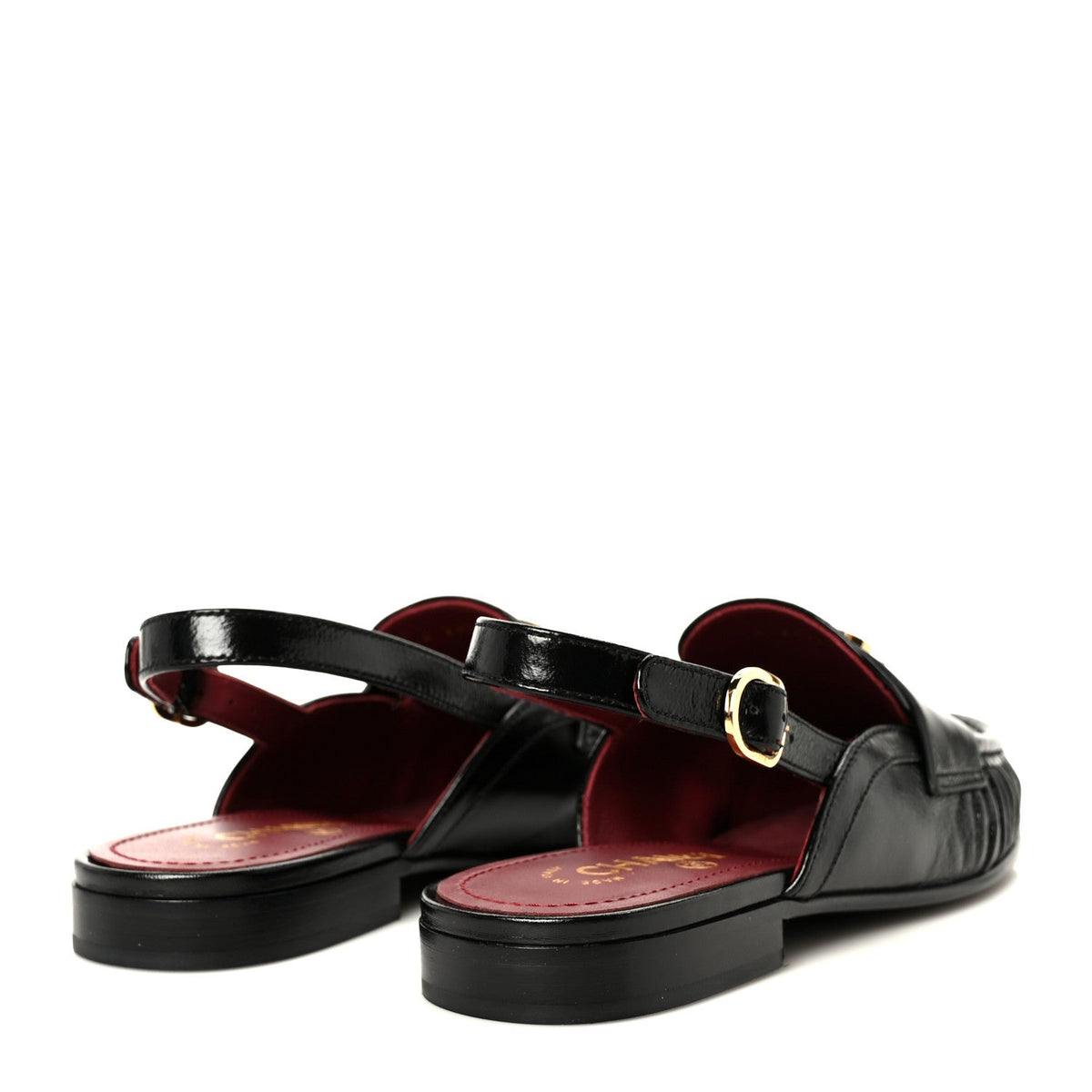 Chanel Crumpled Shiny Lambskin Women's CC Slingback Mocassin 38.5 Black