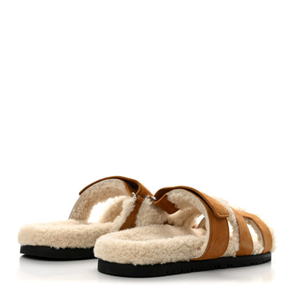 Hermes Chypre Suede Goatskin Woolskin Women's Sandals