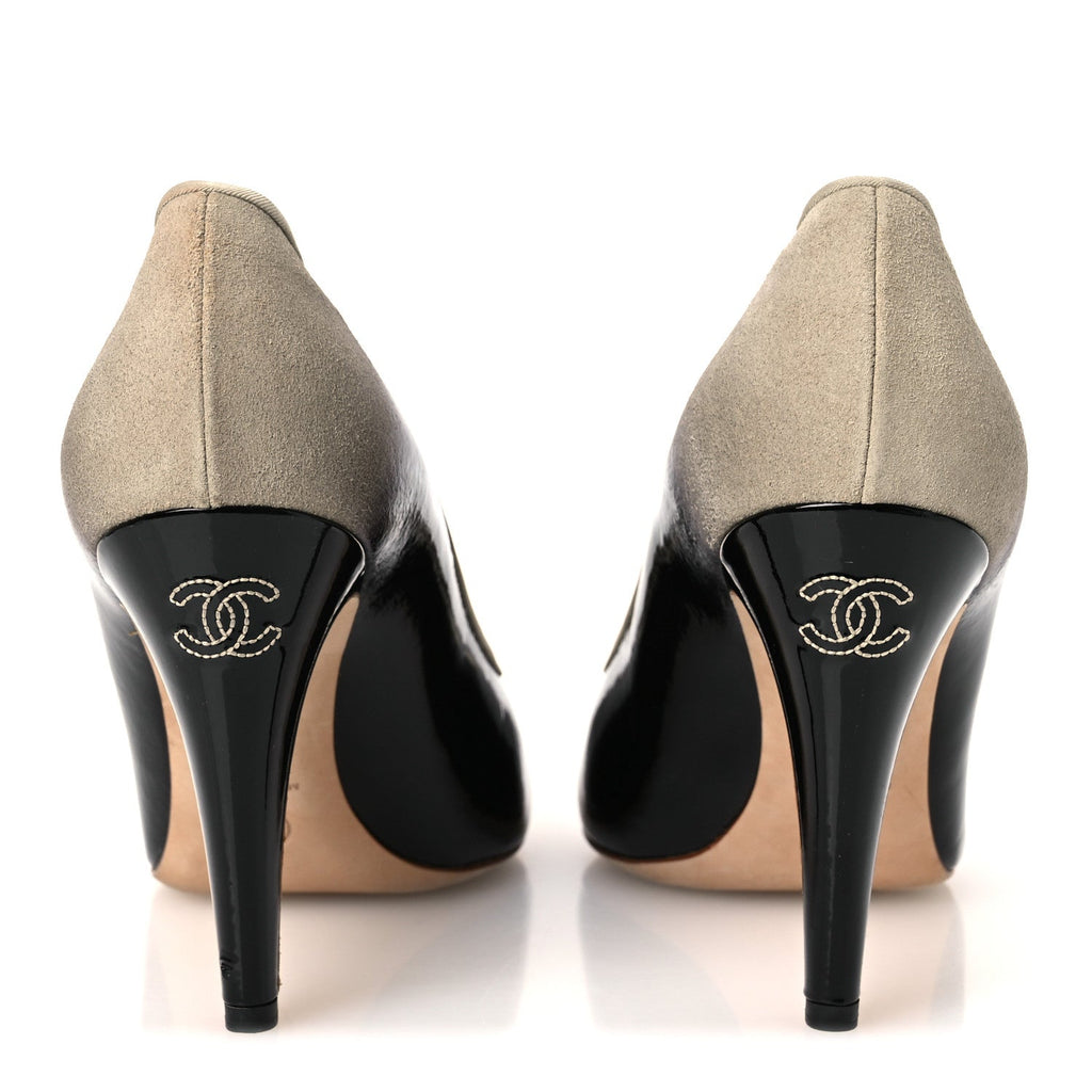 Chanel Patent Ombre Women's Pumps 40 Beige Black