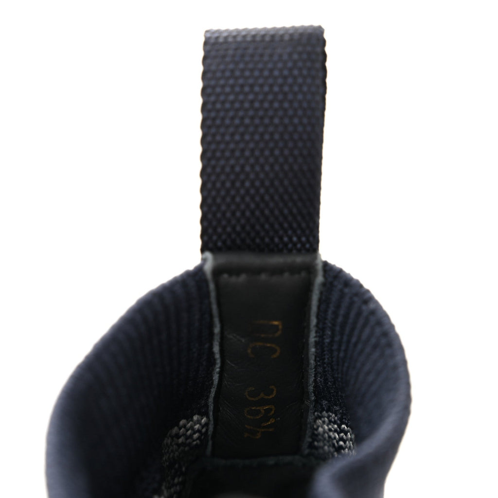 Dior Technical Knit Calfskin Women's Oblique Walk'n'Dior Mid Top Sneakers 36.5 Deep Blue
