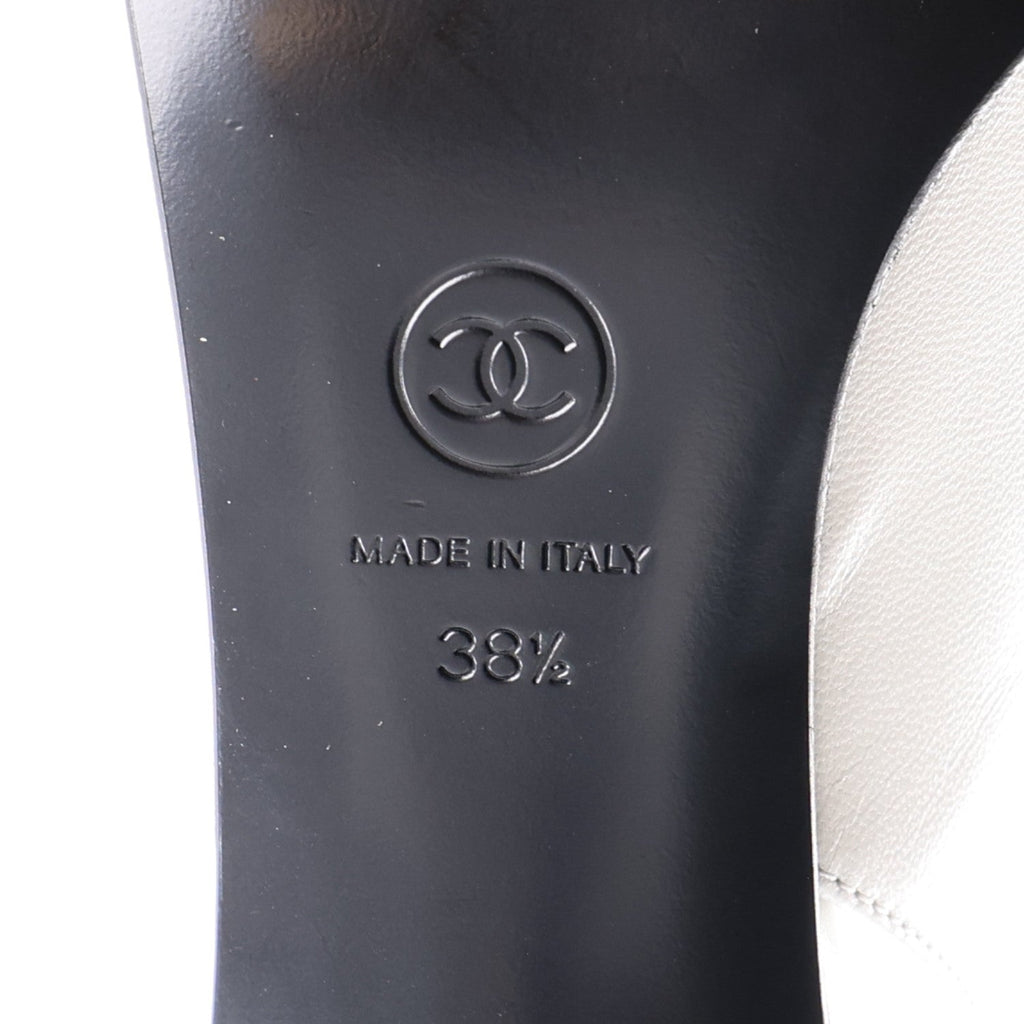 Chanel Goatskin Grosgrain CC Pointed Women's Slingback Pumps