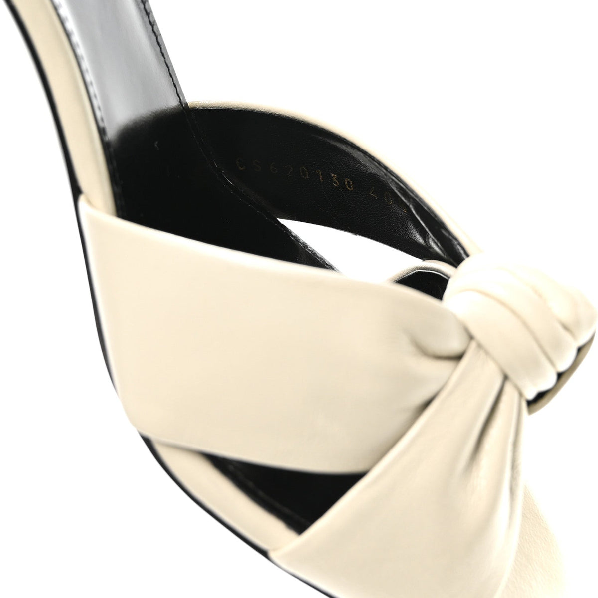 Saint Laurent Lambskin Bianca Women's Mules Pearl