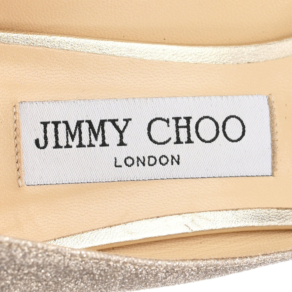 Jimmy Choo Dusty Glitter Women's Romy 60 Pumps 39 Platinum Ice