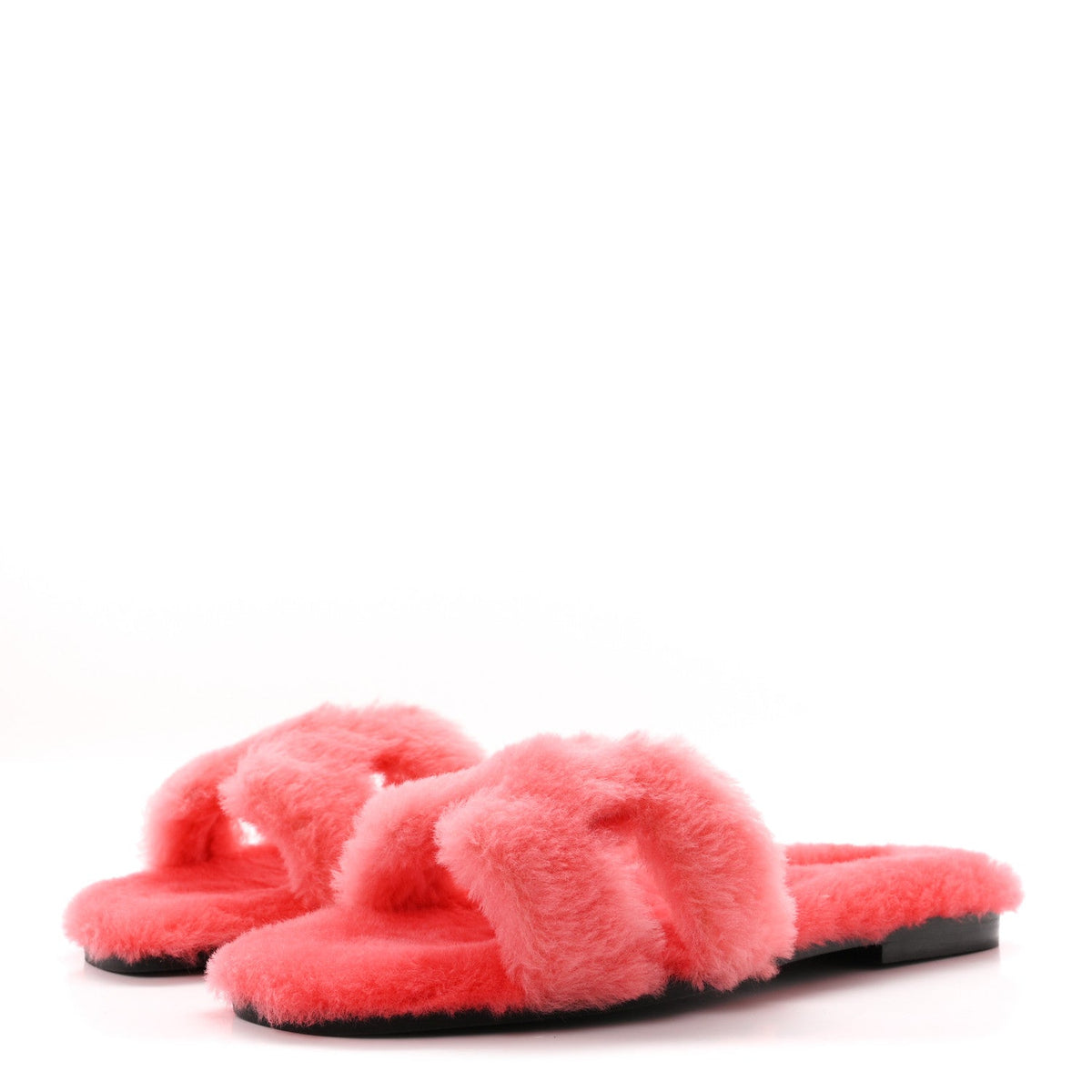 Hermès Woolskin Women's Oran Sandals 37 Rose Du Désert