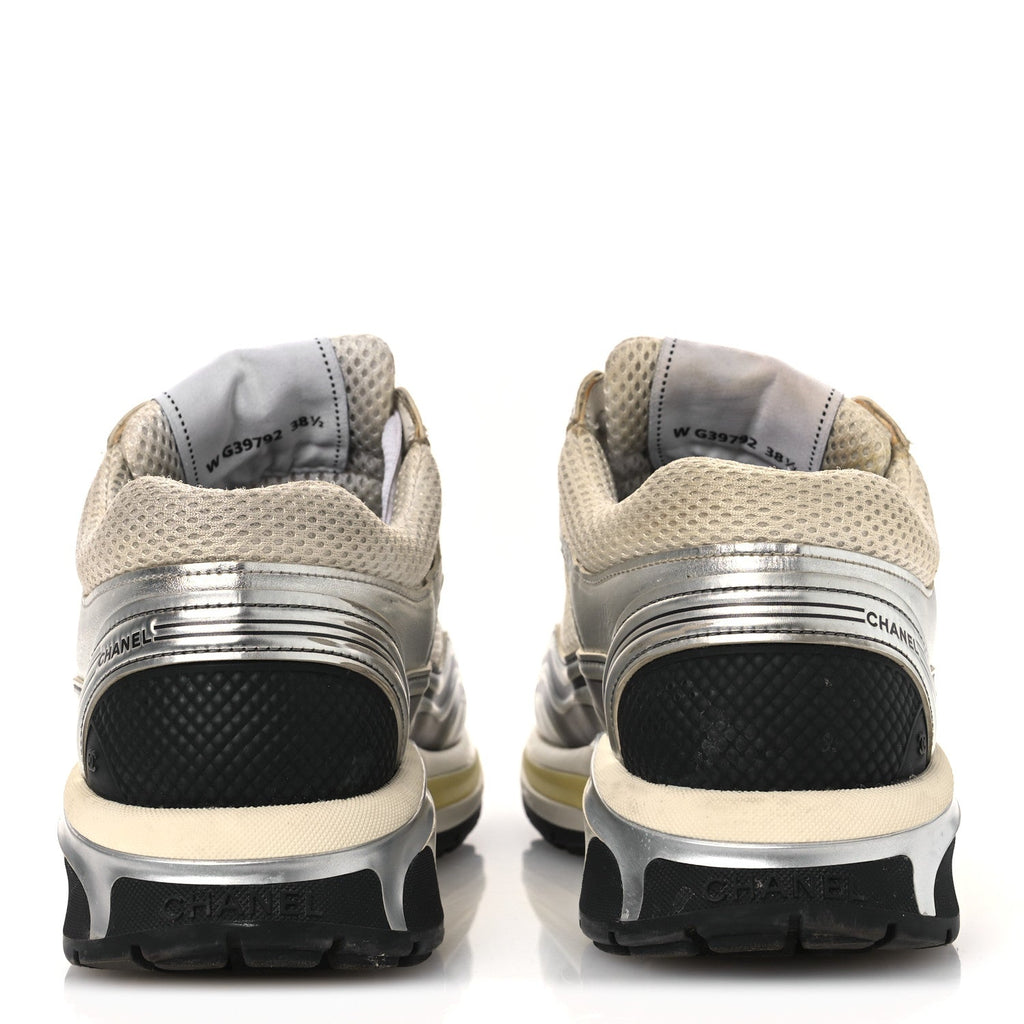 Chanel Fabric Laminated Calfskin Stretch CC Women's Sneakers