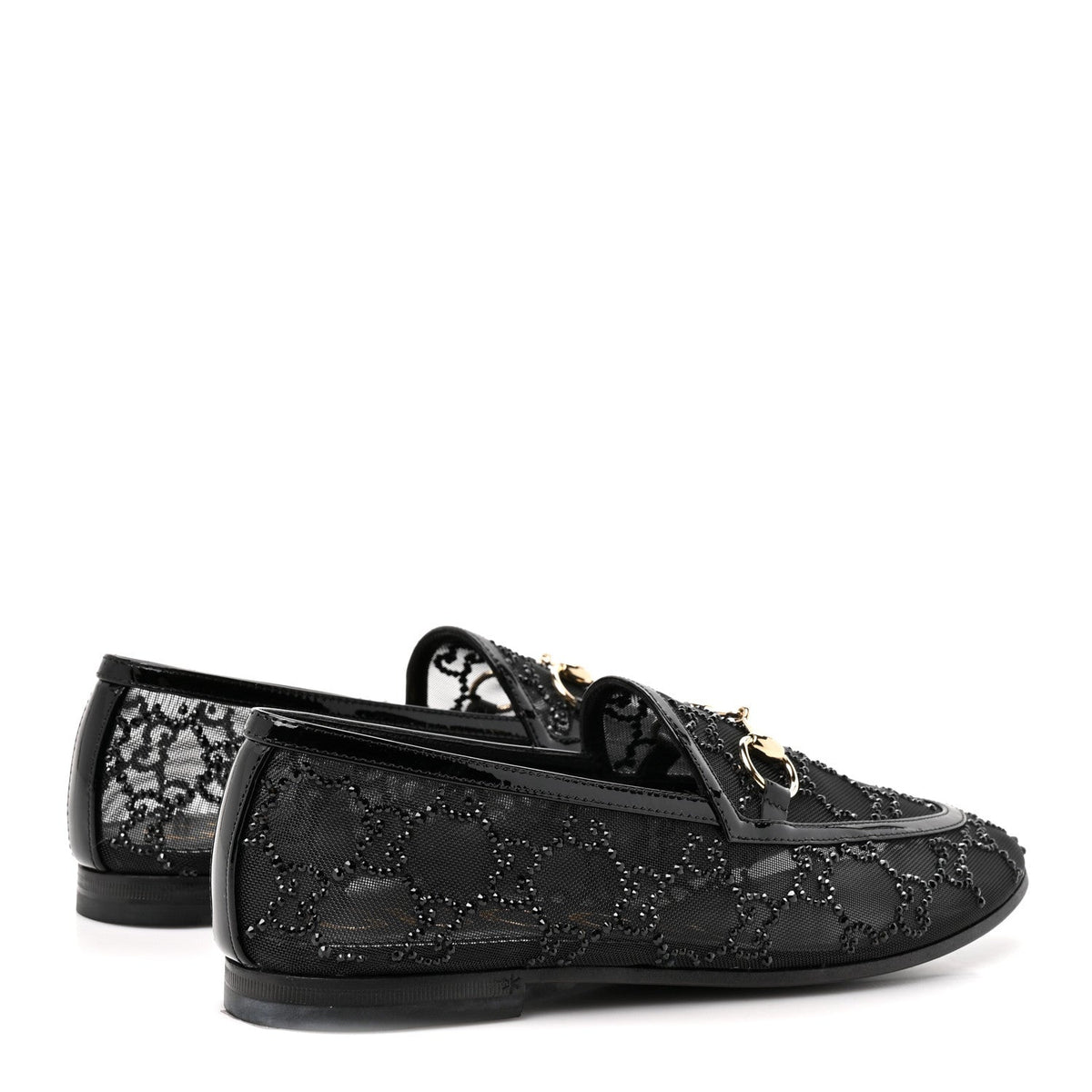 Gucci Tela Retino Kid Scamosciato Women's Jordaan Loafers 35.5 Black