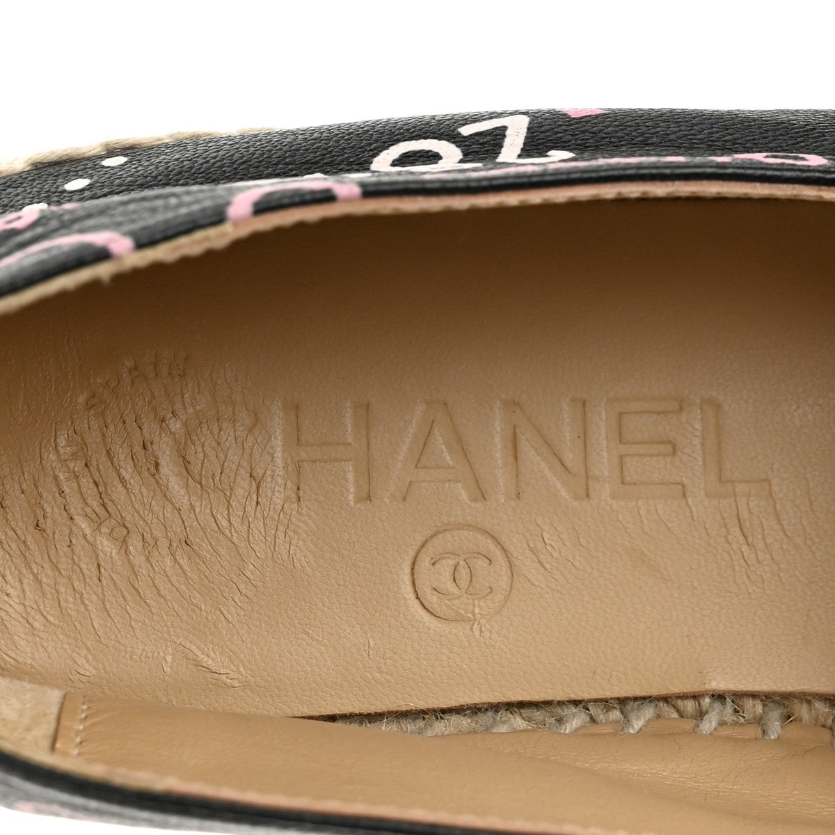 Chanel Lambskin Grosgrain Women's Printed CC Espadrilles 36 Multicolor Black