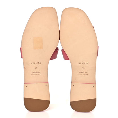 Hermes Epsom Oran Women's Sandals Rose De Venise