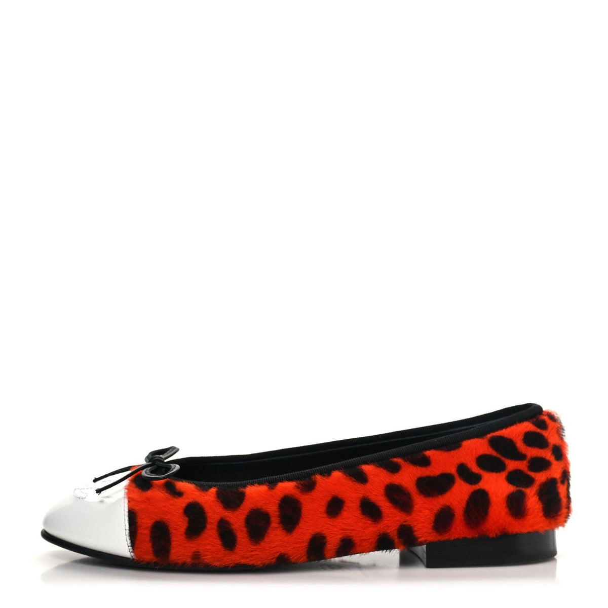 Chanel Pony Hair Cap Toe CC Ballerina Women's Shoes