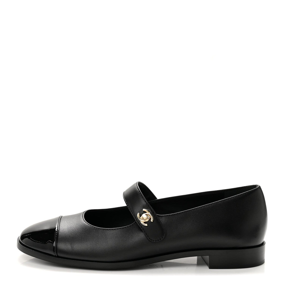 Chanel Calfskin Patent Women's Mary Janes Flats Black
