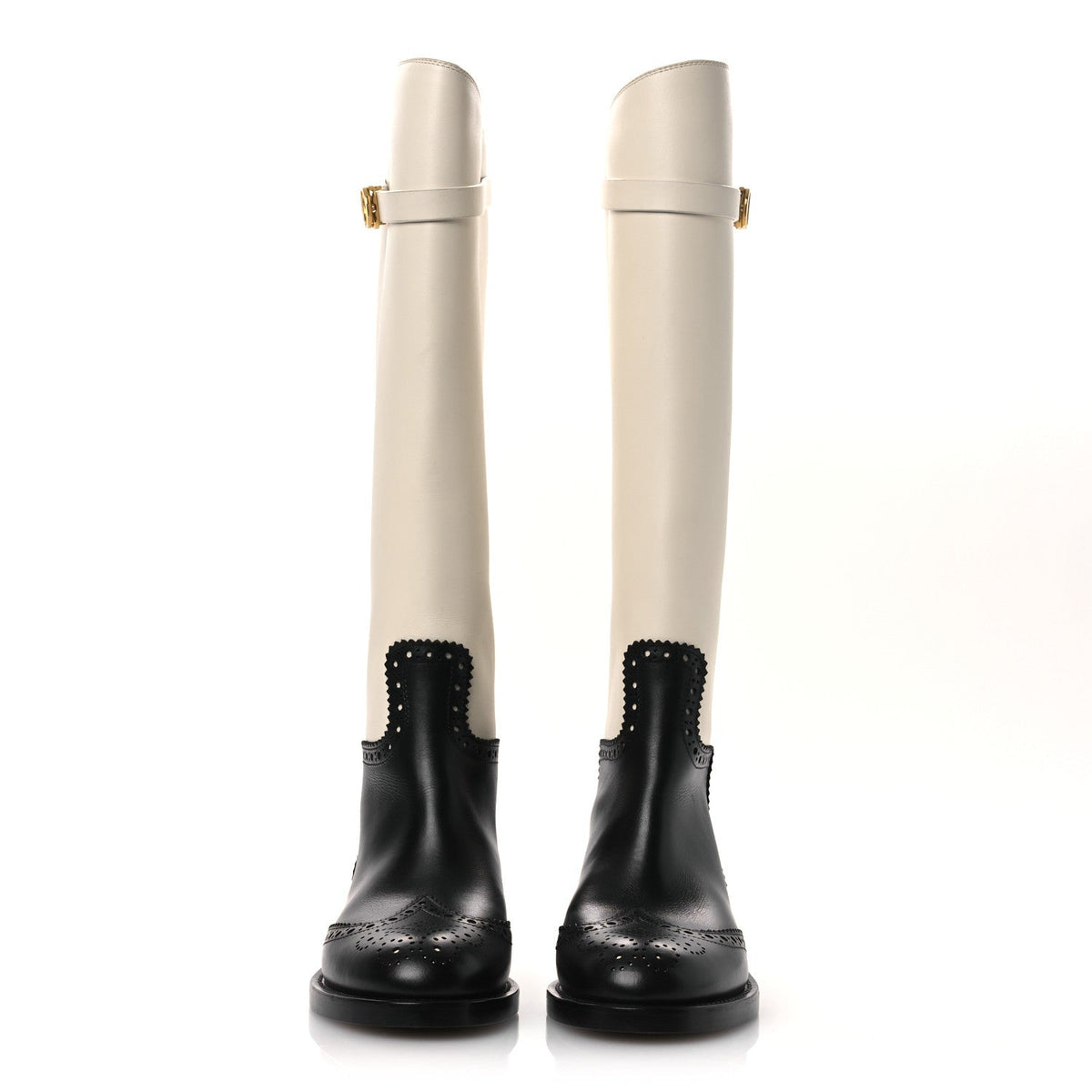 Christian Dior Calfskin Women's Empreinte High Boots 38 White Black