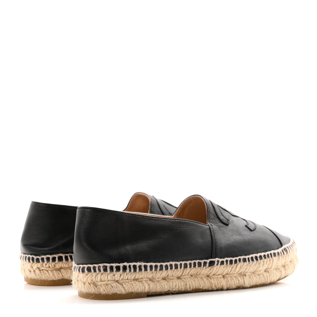 Chanel Lambskin CC Women's Espadrilles 38 Black
