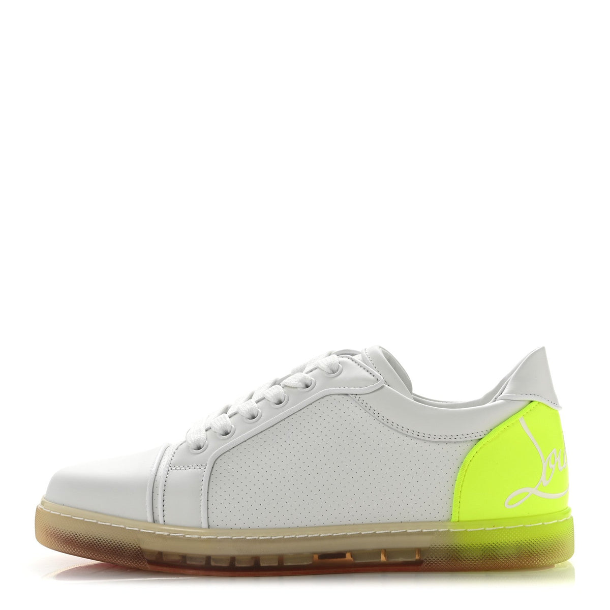 Calfskin Perforated Nappa Fun Vieira Orlato Flat Sneakers Bianco Fluo 