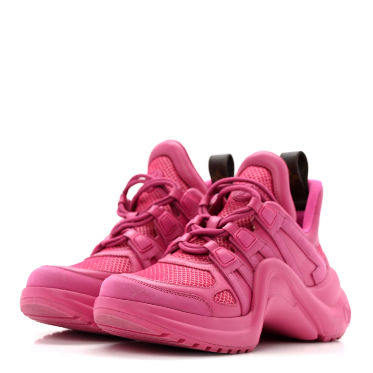 Louis Vuitton Calfskin Technical Nylon Women's LV Archlight Sneakers 37 Rose Pop