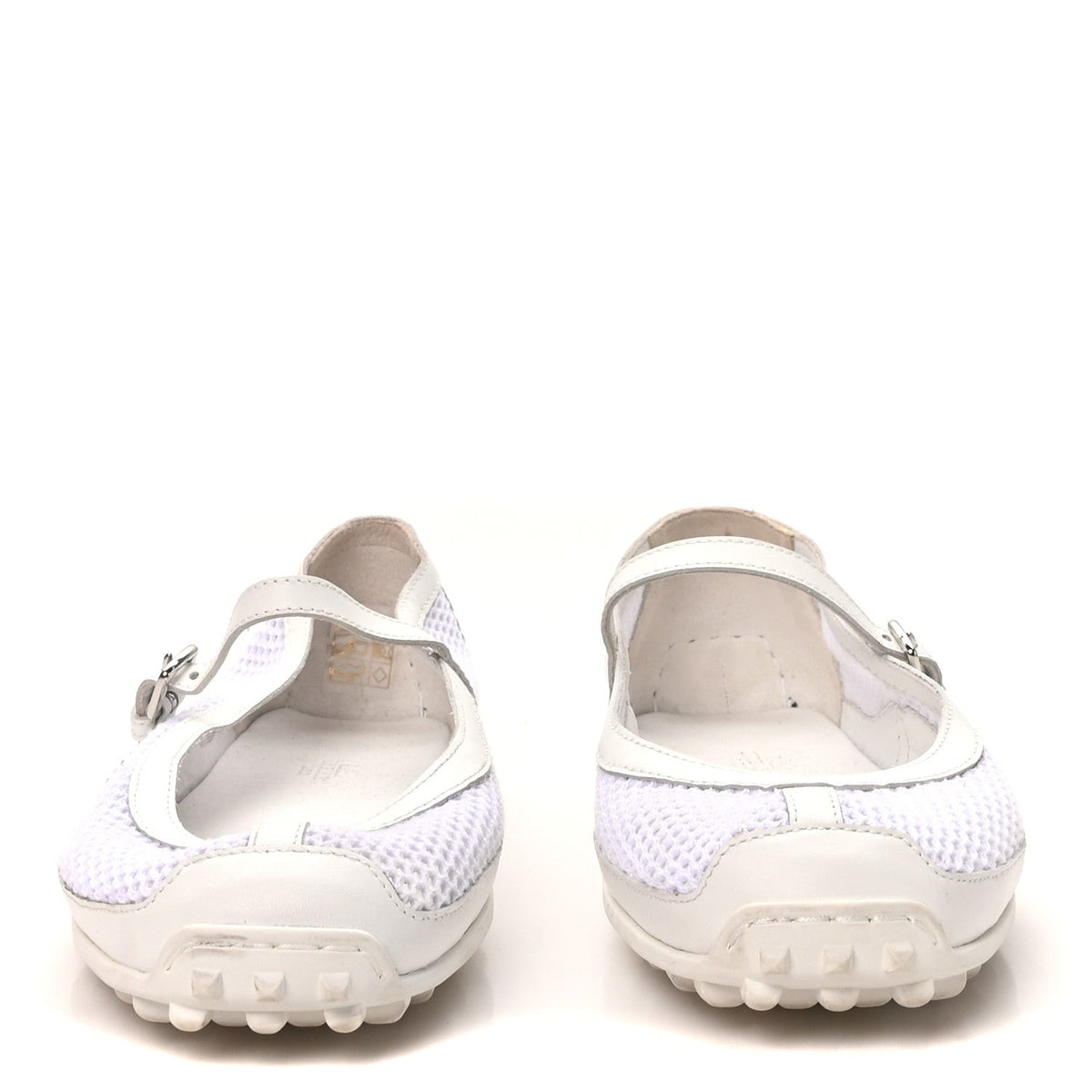 Hermes Crochet Knit Calfskin Women's Kichu Ballet Flats 39 White