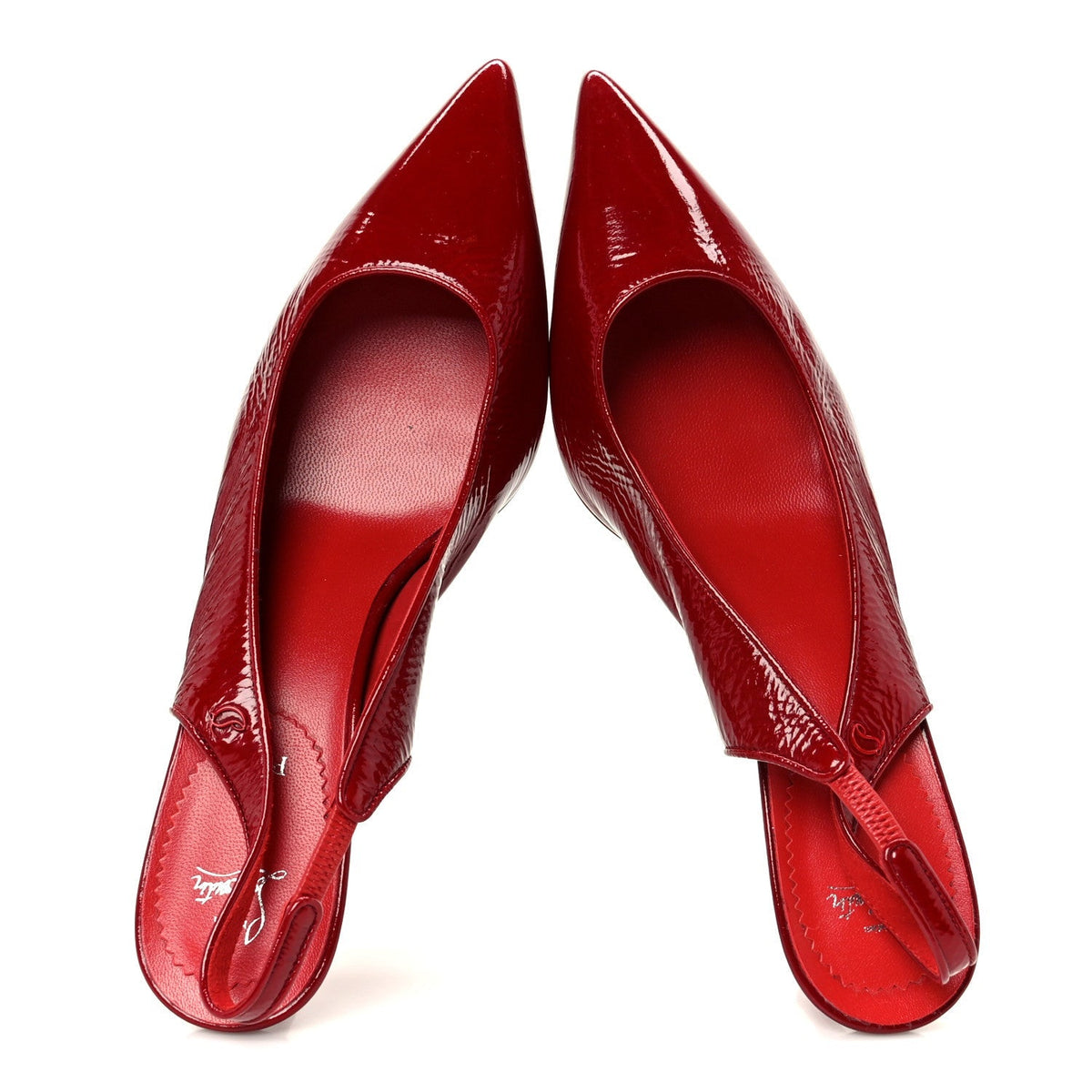 Christian Louboutin Patent Women's Vogue Sporty Kate 55 Slingback 40.5 Loubi