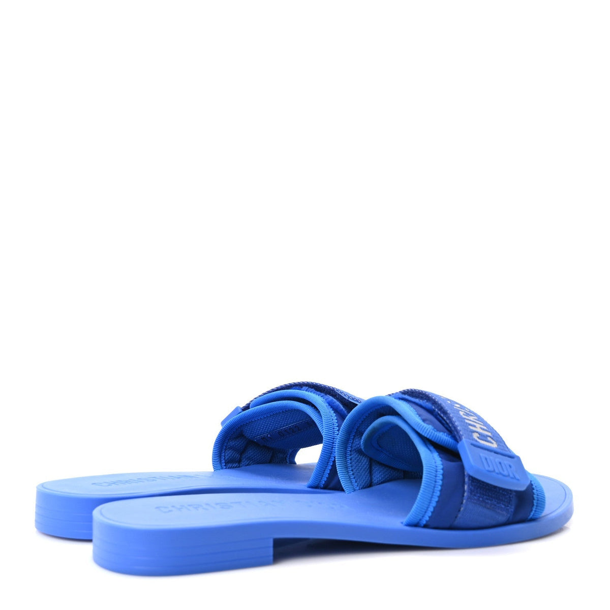 Christian Dior Technical Stretch Fabric Women's Dio(r)evolution Slide Sandals 35 Blue Fluo
