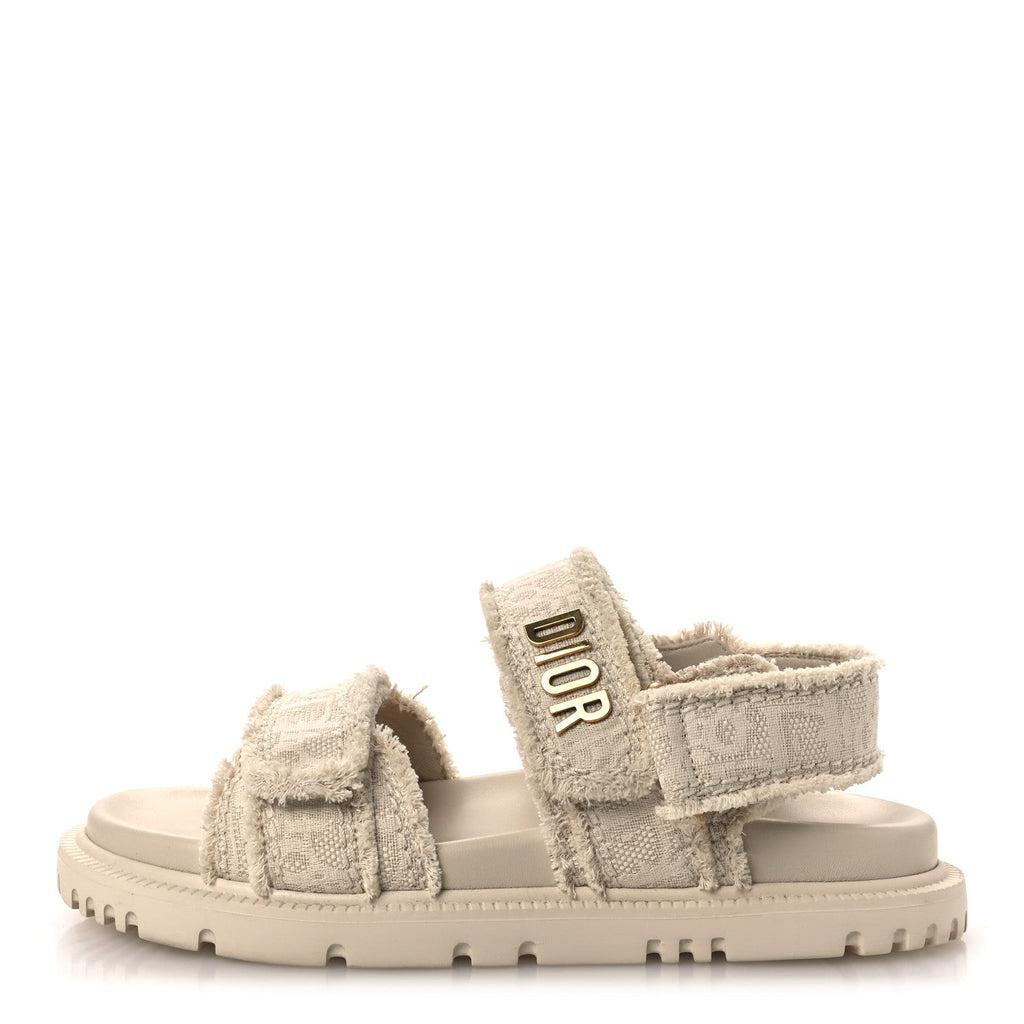 Christian Dior Cotton Women's Dioract 10mm Sandals 36 Natural