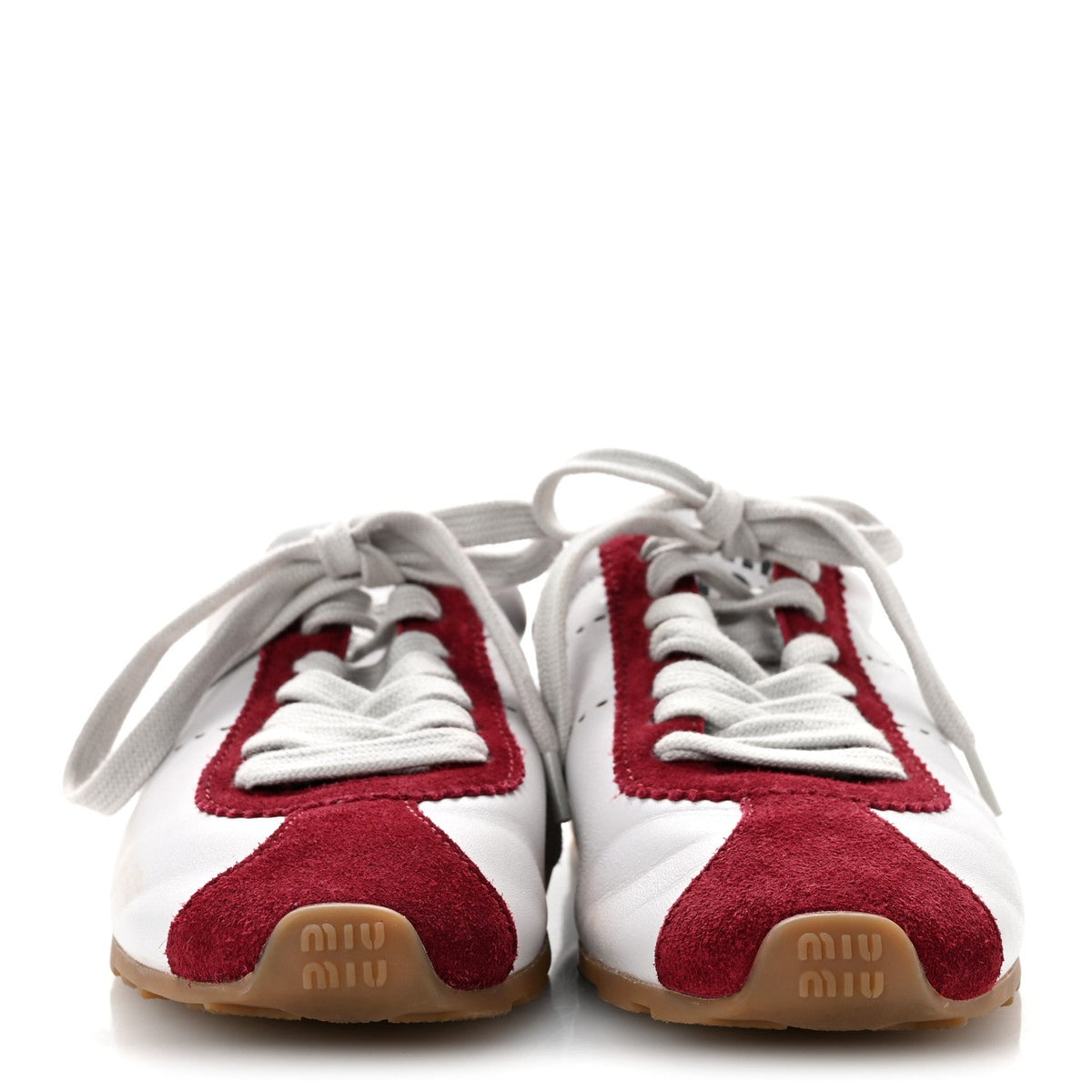 Miu Miu Scamosciato Women's Plume Sneakers 37.5 White Cerise