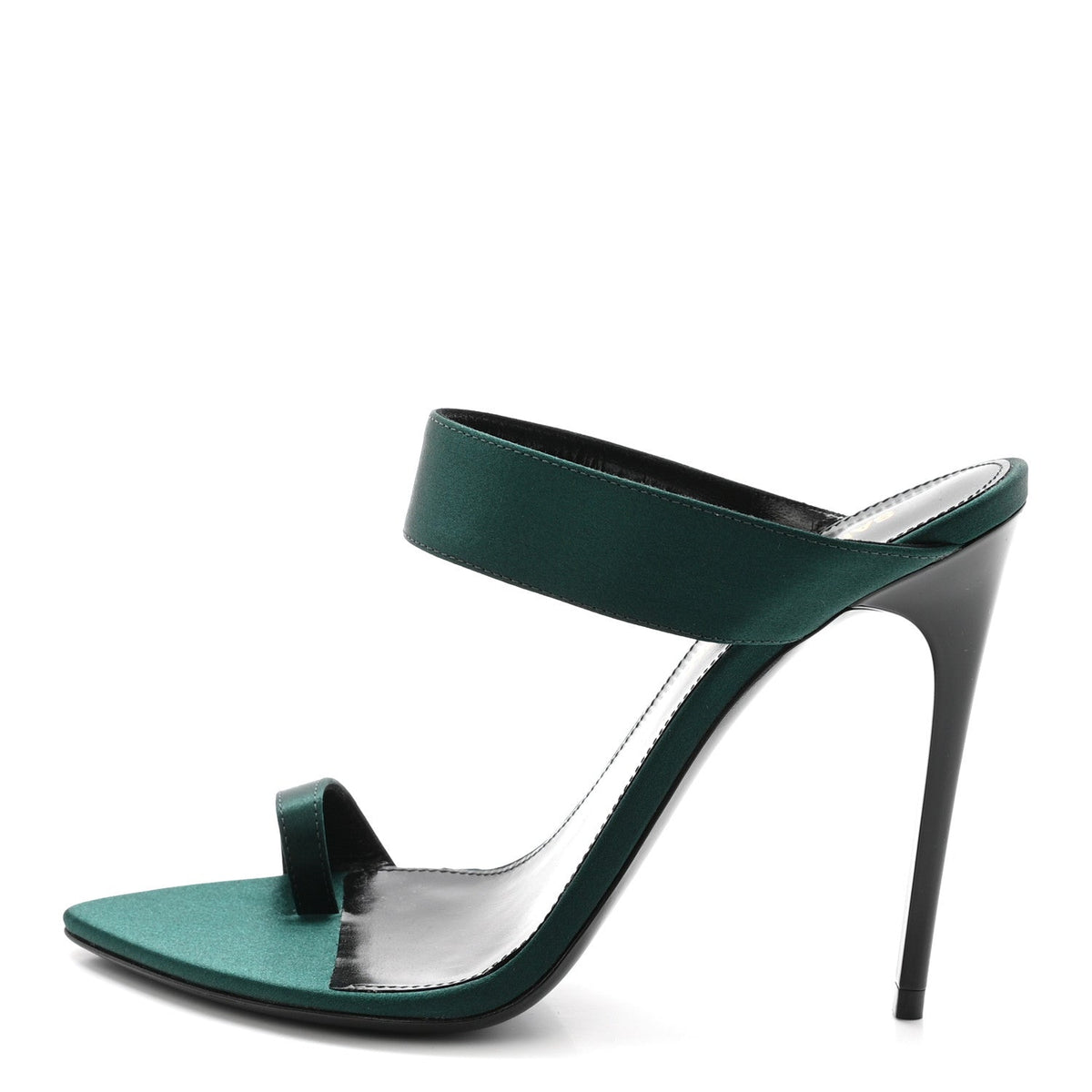 Saint Laurent Crepe Satin Women's Martha Mule 110 Sandals 35.5 Dorian Green