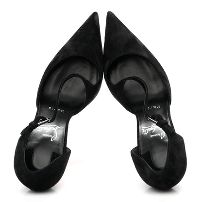 Christian Louboutin Suede Women's Miss Ziggyta 100 Pumps 36.5 Black