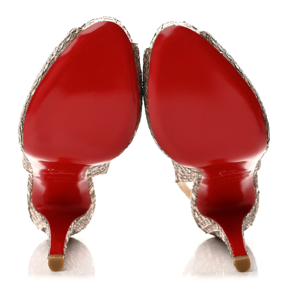 Christian Louboutin Satin Women's Mosaique No Prive 120 Pumps 37.5 Silver
