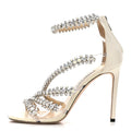 Jimmy Choo Nappa Crystal Women's Josefine 100 Sandals 39 Latte