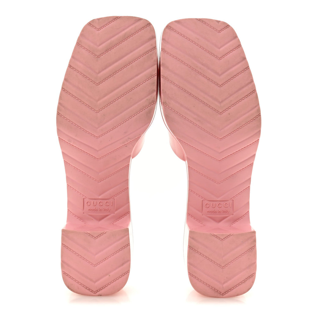 Gucci Rubber Women's Platform Logo Slide Sandals 38 Wild Rose