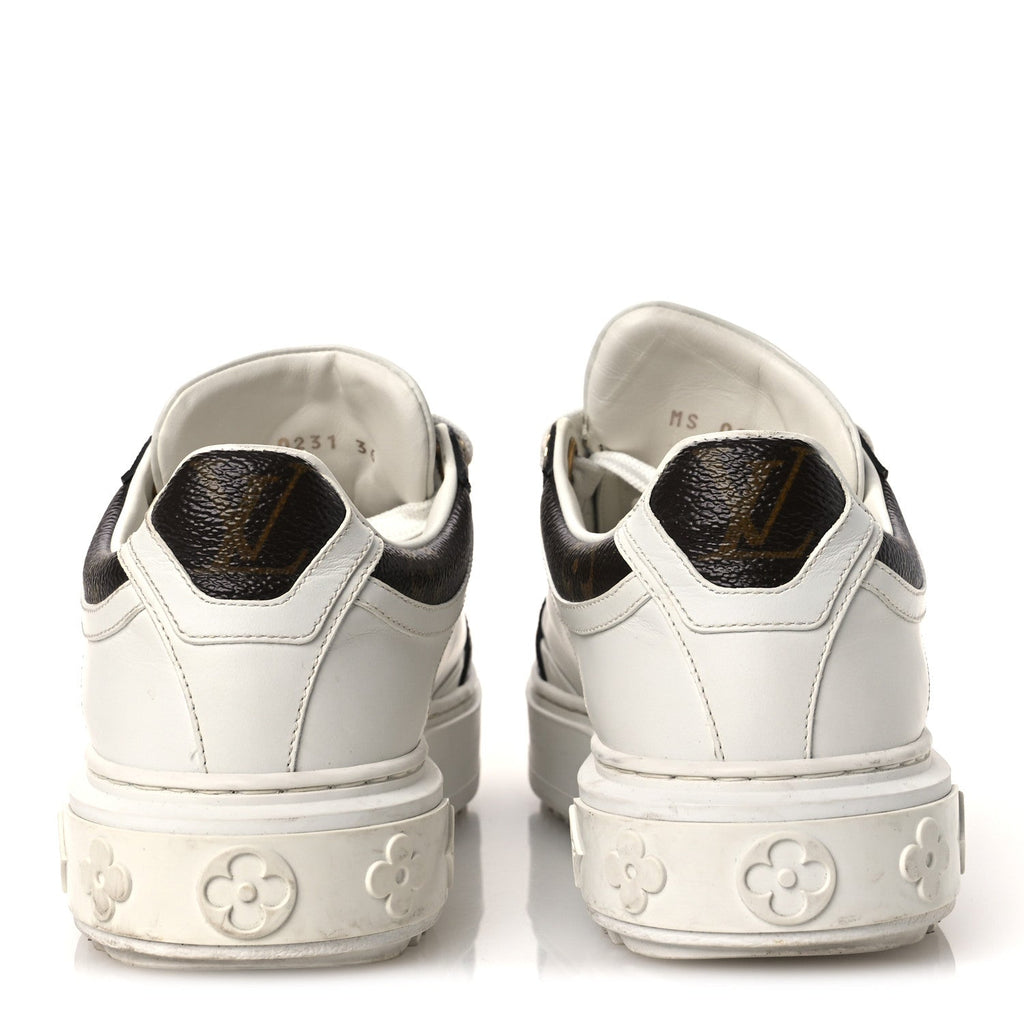 Louis Vuitton Calfskin Women's Embossed Monogram Time Out Sneakers 36 White