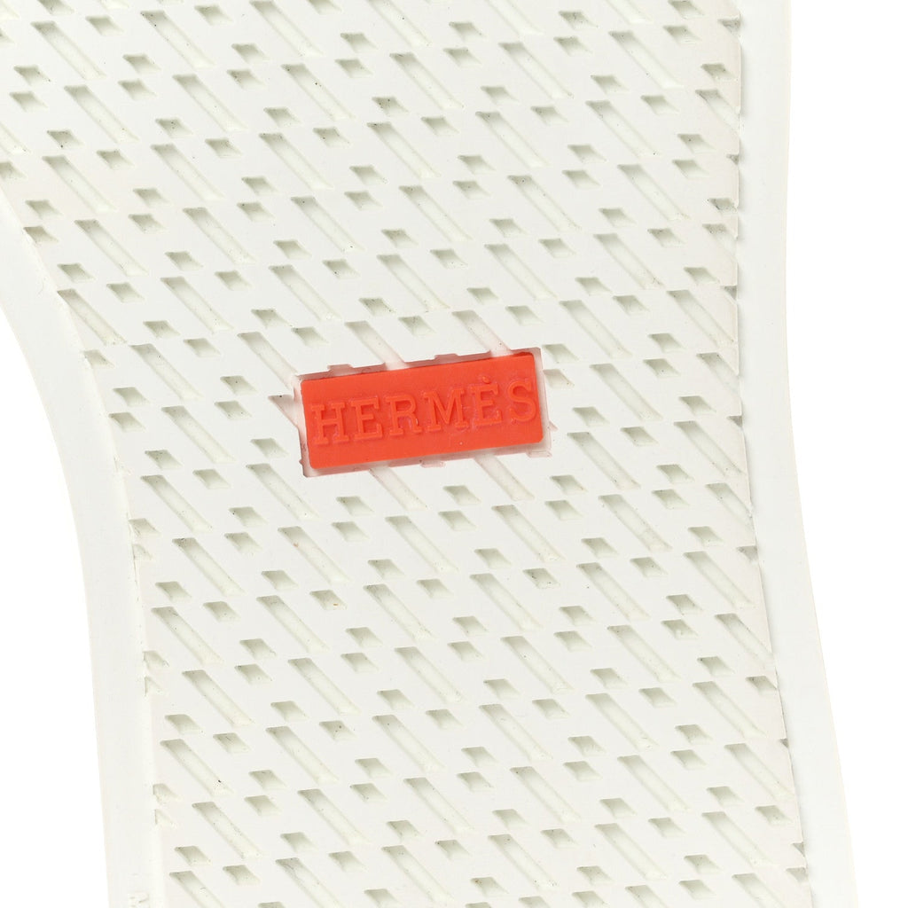 Hermes Knit Fabric Calfskin Women's Deep Sneakers 36.5 Black White