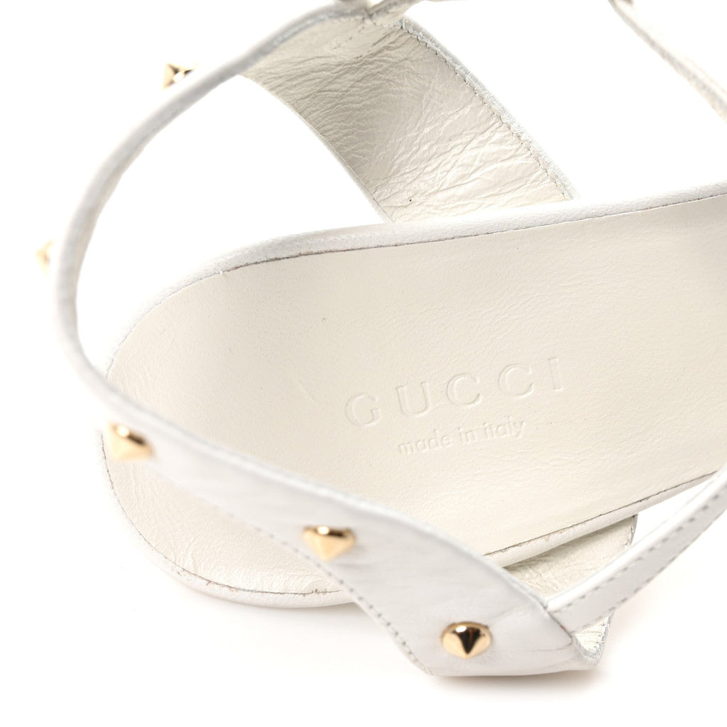 Gucci Calfskin Women's Studded Sandals 37 White