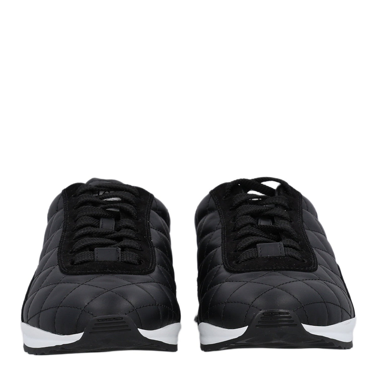 Chanel Suede Calfskin Quilted Women's Sneakers 36.5 Black