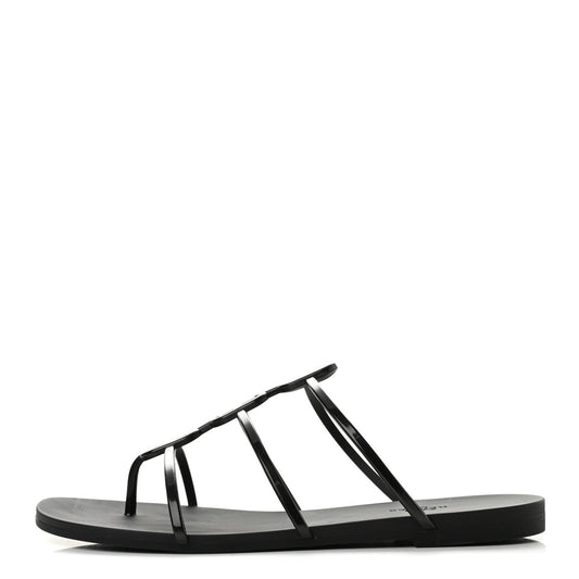 Hermes Rubber Women's Mykonos Sandals 40 Black
