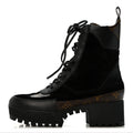 Suede Calfskin Monogram Laureate Platform Desert Boots Black