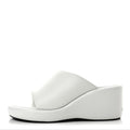 Balenciaga Smooth Nappa Logo Rise 7.6cm Women's Wedge Sandals White